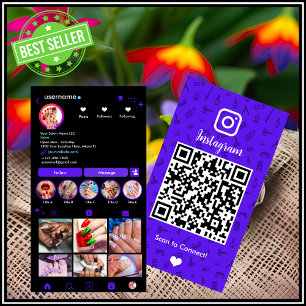 Instagram Nail Salon Violet   Social Media QR-kod Visitkort