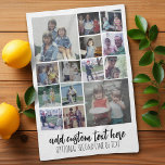 Instagram Photo Collage - 14 foton - skripttext Kökshandduk<br><div class="desc">En design med en solid bakgrund och ställe för att lägga till text i ett trendig-skript. Använda upp till fjorton fyrkantiga foton för att skapa en unik och personlig gåva. Om du behöver justera bilder klickar du på verktyg för att anpassa ändringar.</div>