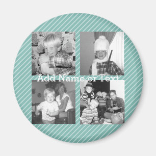 Instagram Photo Collage 4 bilder - blue rand Magnet
