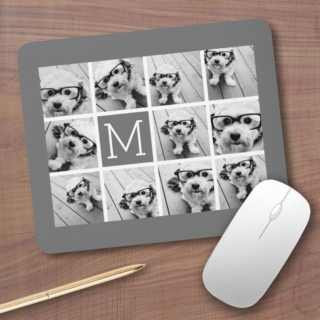 Instagram Photo Collage Anpassningsbar Monogram Ch Musmatta (Custom Mousepad)