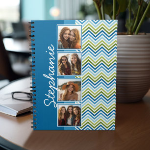 Instagram Photo Collage Colorful Chevrons Anteckningsbok Med Spiral