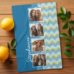 Instagram Photo Collage Colorful Chevrons Kökshandduk<br><div class="desc">Ett underbart sätt att visning dina fyrkantiga foton från onlinen. En roligt zig zag rand-design framhäver bilder.</div>