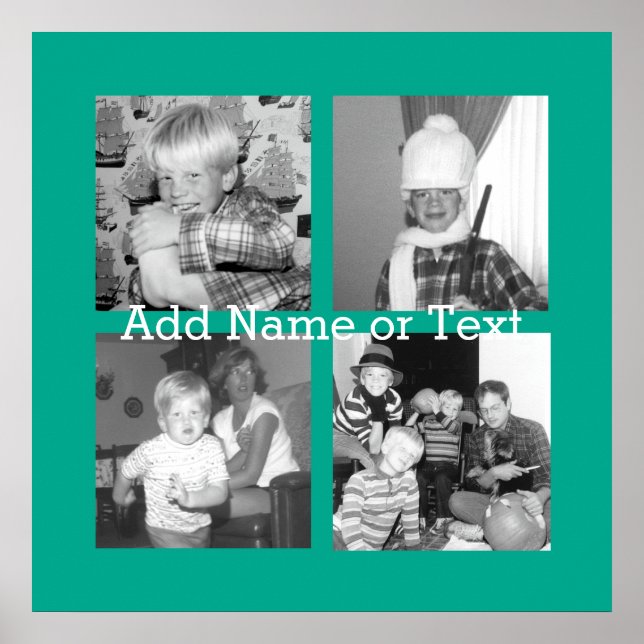 Instagram Photo Collage med 4 bilder - emerald Poster (Framsidan)