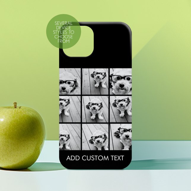 Instagram Photo Collage med 9 foton (Personalized Phone Case with Custom Photos Text - Choose a Device Style)
