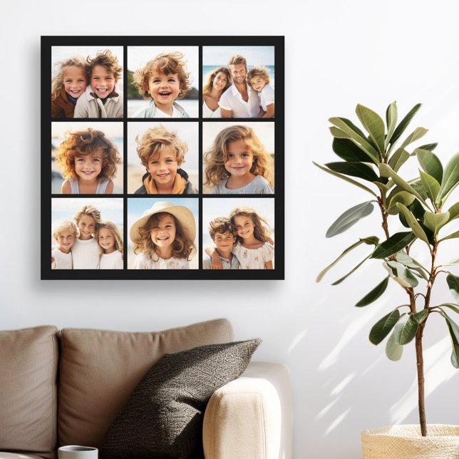 Instagram Photo Collage med 9 foton Canvastryck (Custom Photo Collage Wall Art - 9 photo square grid)