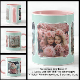 Instagram Photo Collage Modern mall Aqua C112 Mugg