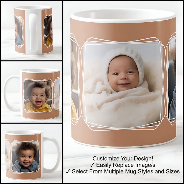 Instagram Photo Collage Modern Template Brown C84 Kaffemugg (Skapare uppladdad)
