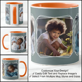 Instagram Photo Collage Modern Template Grått C13 Mugg