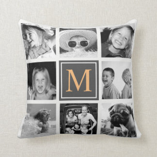 Instagram Photo Collage Monogram Anpassningsbar Kudde