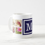 Instagram Photo Collage Mugg med marin monogram<br><div class="desc">Lägg till 8 eller fler av dina favoritbilder i Instagram och anpassa med din inledande eller andra anpassningsbar i monogrammet. Du kan välja mellan flera alternativ för mugg storlekt, stil och färg. Klicka på Anpassa om du vill flytta foton och anpassa typsnitt och färg för att skapa din egen unika...</div>