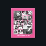 Instagram Photo Collage - Upp till 14 foton Rosa Canvastryck<br><div class="desc">En design med färgstark bakgrund. Använda upp till fjorton fyrkantiga foton för att skapa en unik och personlig gåva. Om du behöver justera bilder klickar du på verktyg för att anpassa ändringar.</div>