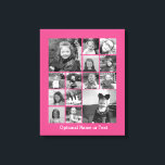 Instagram Photo Collage - Upp till 14 foton Rosa Canvastryck<br><div class="desc">En design med färgstark bakgrund. Använda upp till fjorton fyrkantiga foton för att skapa en unik och personlig gåva. Om du behöver justera bilder klickar du på verktyg för att anpassa ändringar.</div>
