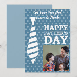 Instagram Photo Tie LT Blue Dots Fars dag Card Inbjudningar