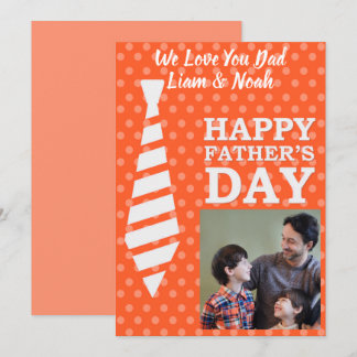Instagram Photo Tie Orange Dots Fars dag Card Inbjudningar