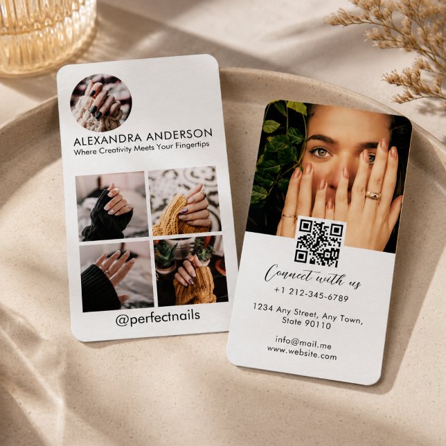 Instagram-profilbildskollage för sociala medier visitkort (Instagram Social Media Profile Photo Grid QR Code Business Card
)