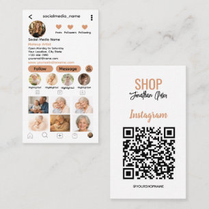 Instagram QR-kod för företag Följ mig Foto Grid Visitkort