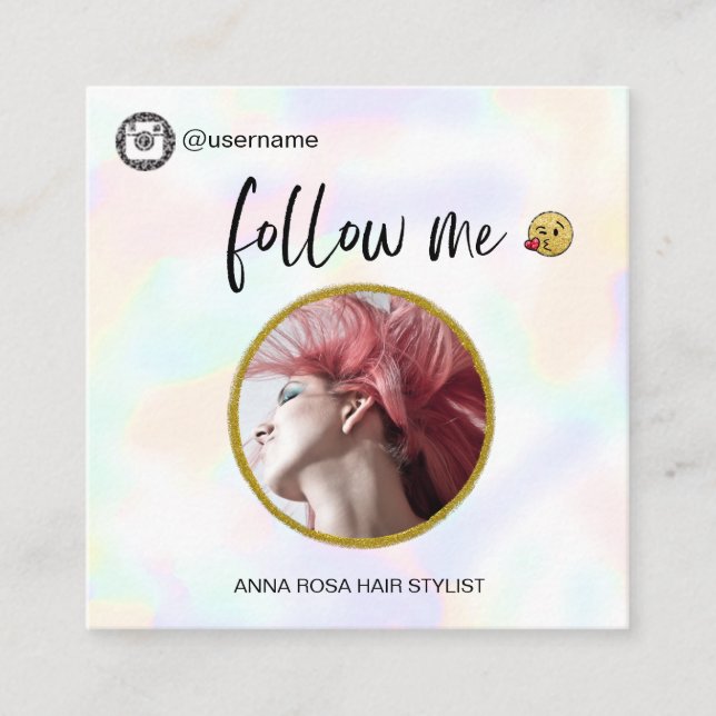 *~* INSTAGRAM QR-kod - Social medieikonkvadrat Fyrkantigt Visitkort (Framsida)