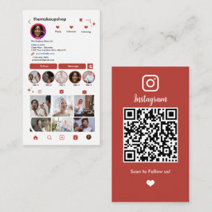 Instagram QR Social Media Raspberry  Red Visitkort