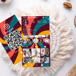 Instagram Retro Vintage Strålar QR-kod Sociala Med Visitkort
