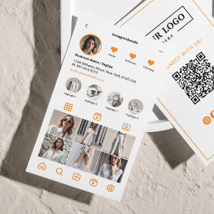 Instagram Scan to Connect QR Code Orange Visitkort