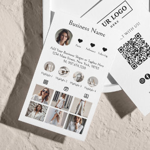 Instagram Scan to Connect QR Code White Black Visitkort