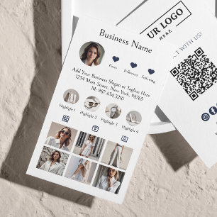Instagram Scan to Connect QR-kod Blue Visitkort