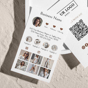 Instagram Scan to Connect QR-kod Brown Visitkort