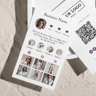 Instagram-sökning för att ansluta QR-kodLila Visitkort