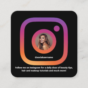 Instagram Stil Black Trendig Social Media QR-kod Fyrkantigt Visitkort