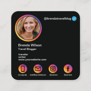 Instagram Stil Bloggare Resor mode livsstil Fyrkantigt Visitkort