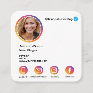 Instagram Stil Bloggare Resor mode livsstil Fyrkantigt Visitkort