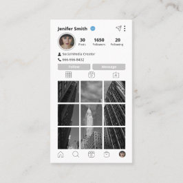 Instagram Stil med Social Media Icons och QR-kod Visitkort
