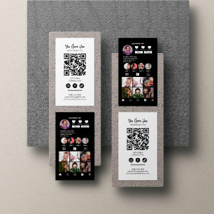 Instagram Stil Qr Code Modern Elegant Black White Visitkort