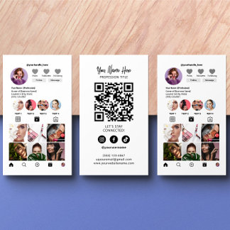 Instagram Stil Qr Code Modern Elegant Black White Visitkort