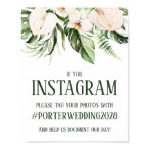 Instagram-tecken för Rosa Tropical Blommigt