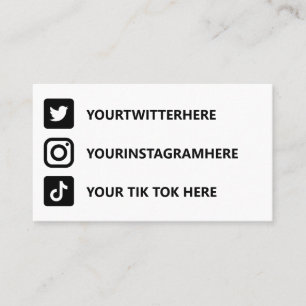 Instagram Tik Tok Twitter Visitkort