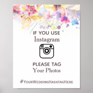 Instagram - vattenfärg Pastel Blommigt Bröllop-tec Poster