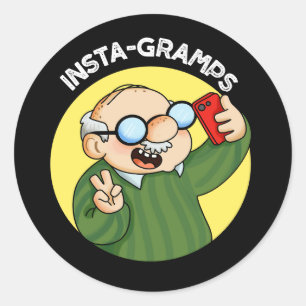 Instagramps Funny Social Media Grandpa Pun Mörk BG Runt Klistermärke