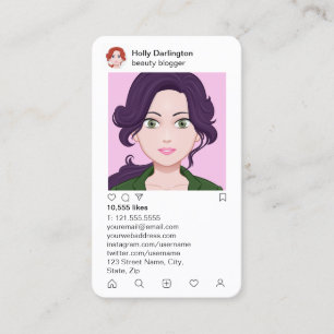 instagramstil i stilfullt fauxrosatäcke visitkort