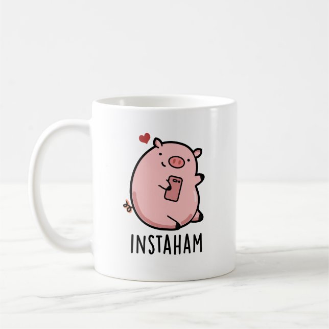 Instaham Funny Social Media Gris Pun Kaffemugg (Vänster)
