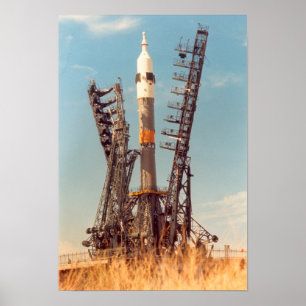 Installation av det Soyuz rymdskepp på Baikonur Poster