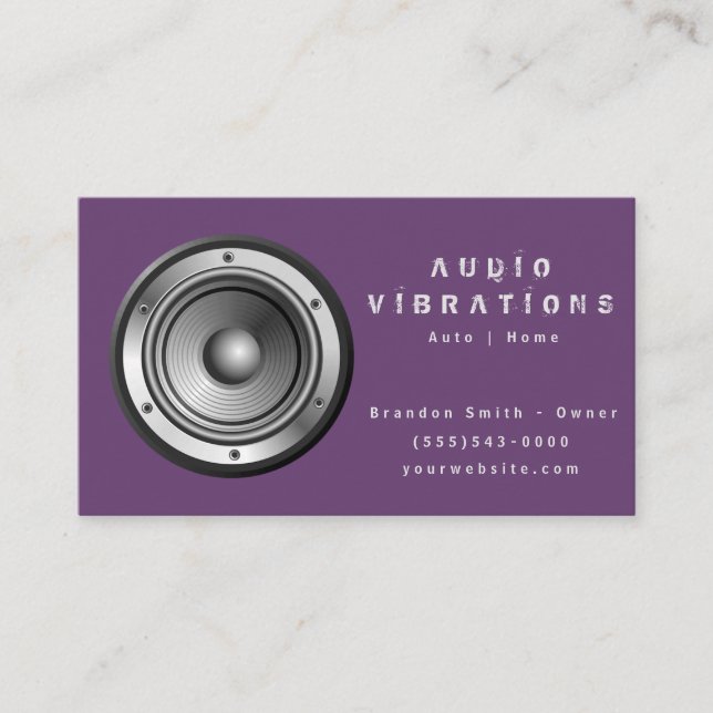 Installation av lila Audio Stereo Visitkort (Framsida)