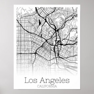 Installation av Los Angeles California Road Karta Poster
