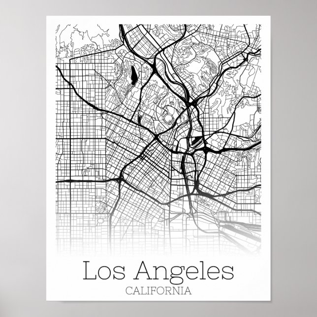 Installation av Los Angeles California Road Karta  Poster (Framsidan)