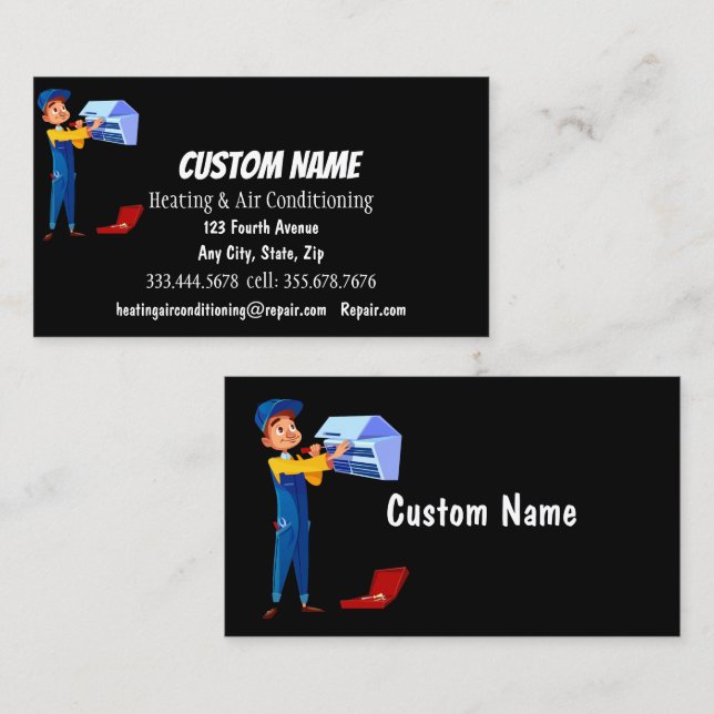 Installation av uppvärmning och Luft-konditionerin Visitkort (Fram/baksida)