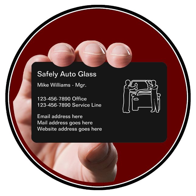 Installation och reparation av glas automatiskt visitkort (Auto Glass Business Cards by CustomBusinessTemplates)