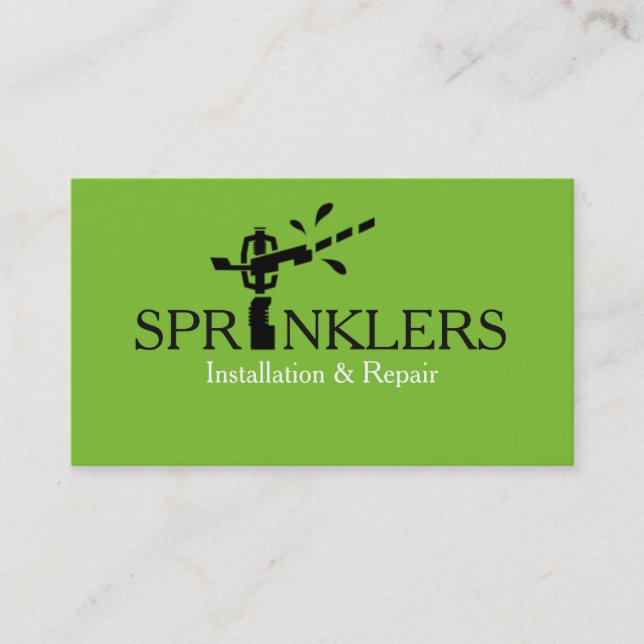 Installation och reparation av Grönt Sprinkler-sys Visitkort (Framsida)