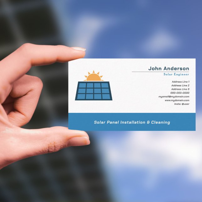 Installation och Städning av solpaneler Visitkort (Solar Panel Installation & Cleaning Business Card)