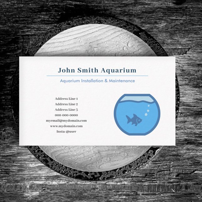 Installation och underhåll av fiskkål och vattenbr visitkort (Fish Bowl & Aquarium Installation & Maintenance Business Card)