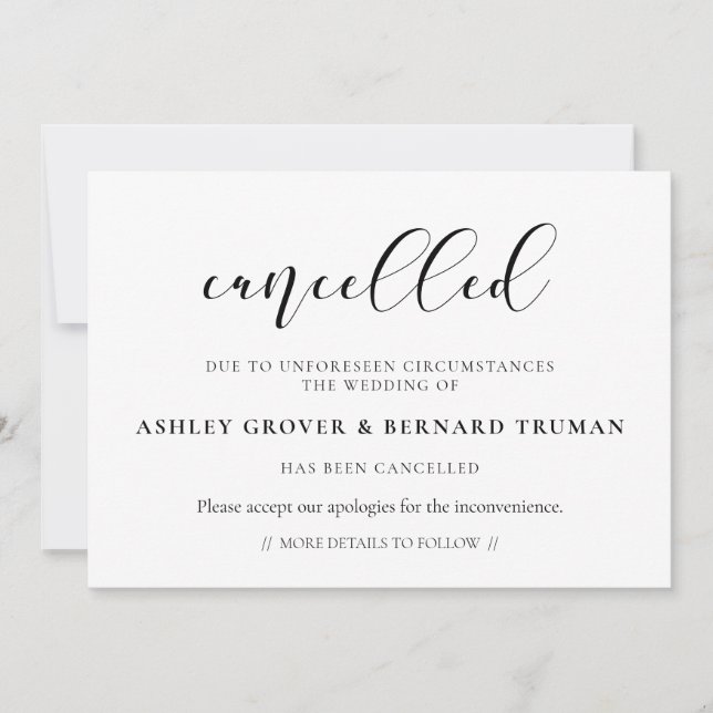 Inställd evenemangshandling inbjudningar (Framsida)